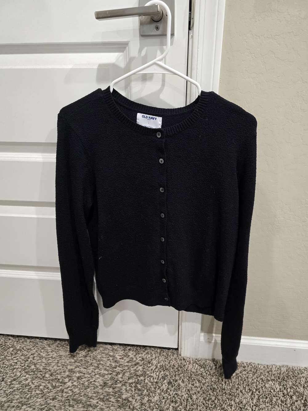 Old Navy Black Crewneck Button-Front Cardigan